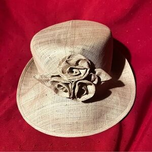 Vintage Lord & Taylor Straw Hat Wide Brim Flowers